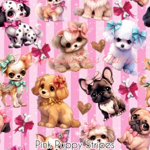 Pink Puppy Stripes - Fabric