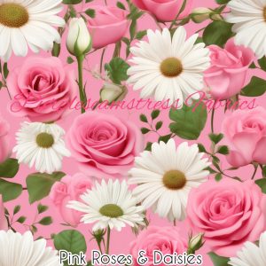 Pink Roses & Daisies - Fabric