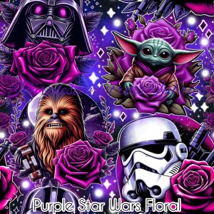 Purple Star Wars Floral - Fabric