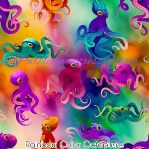 Rainbow Colored Octopuses - Fabric