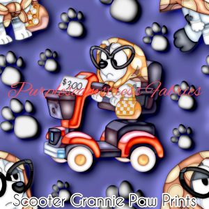Scooter Grannie Paw Prints - Fabric