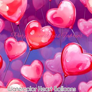 Watercolor Heart Balloons - Fabric