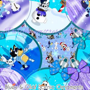 Bluey & Olaf Scenic Ornaments - Fabric