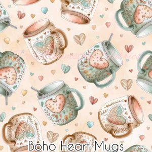 Boho Heart Mugs - Fabric