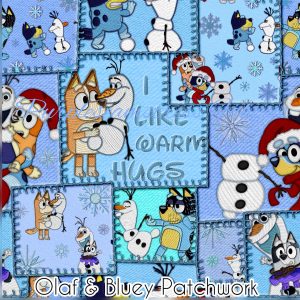 Olaf & Bluey Patchwork - Fabric