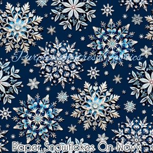 Paper Snowflakes on Navy - Fabric