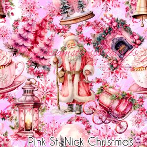 Pink St Nick Christmas - Fabric