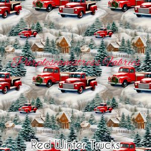 Red Winter Trucks - Fabric