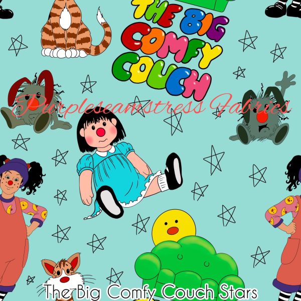 The Big Comfy Couch Stars Cotton Lycra Purpleseamstress Fabric