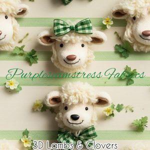 3D Lambs & Clovers - Fabric