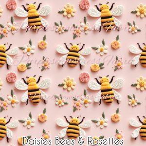 Daisies Bees & Rosettes - Fabric