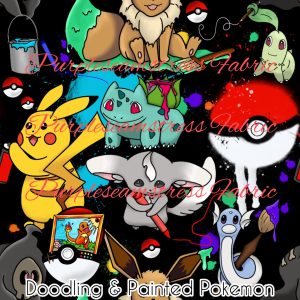 Doodling & Painted Pokemon - Fabric