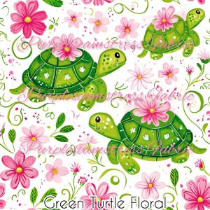 Green Turtle Floral - Fabric