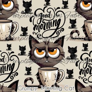 Grumpy Morning Cat - Fabric