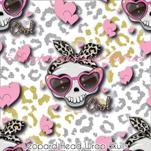 Leopard Head Wrap Skulls - Fabric