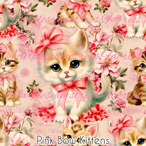 Pink Bow Kittens - Fabric