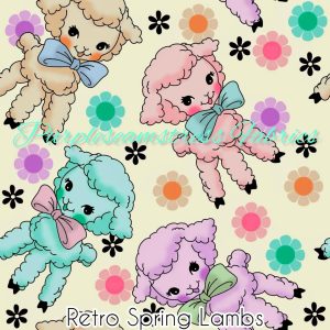 Retro Spring Lambs - Fabric