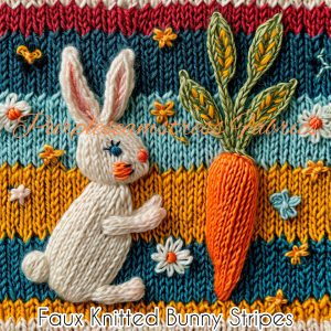 Faux Knitted Bunny Stripes - Fabric