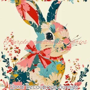 Floral Decoupage Bunnies - Fabric