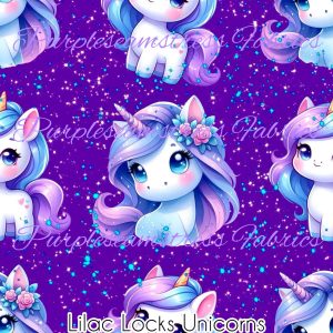 Lilac Locks Unicorns - Fabric