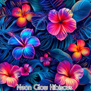 Neon Glow Hibiscus - Fabric