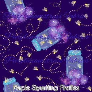 Purple Skywriting Fireflies - Fabric