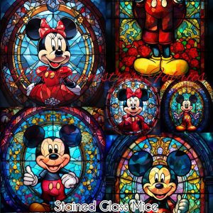 Stained Glass Mice - Fabric