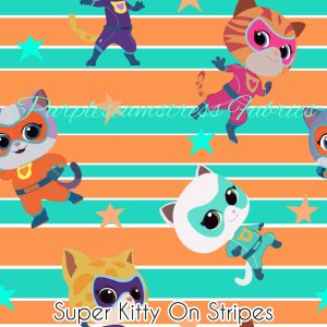Super Kitty on Stripes - Fabric