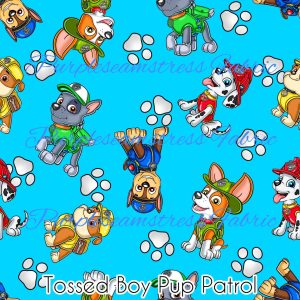 Tossed Boy Pup Patrol - Fabric