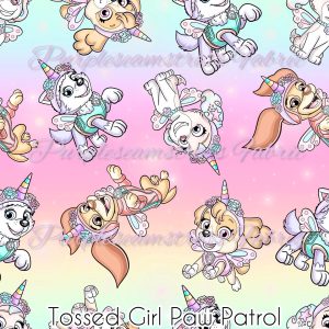 Tossed Girl Pup Patrol - Fabric
