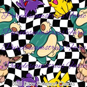 B & W Dizzy Pokemon Checks - Fabric