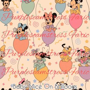 Baby Mice on Balloons - Fabric