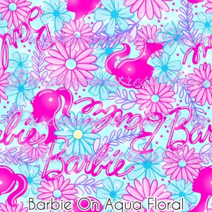 Barbie on Aqua Floral - Fabric