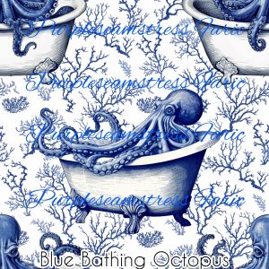Bathing Blue Octopus - Fabric