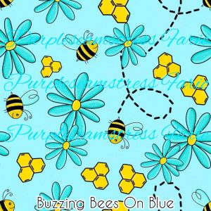 Buzzing Bees on Blue - Fabric