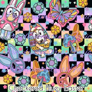 Checkered Easter Bluey - Fabric