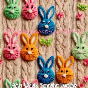 Faux Cable Sweater Bunnies - Fabric