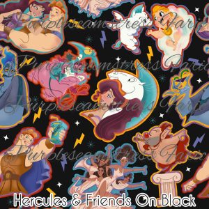 Hercules & Friends on Black - Fabric
