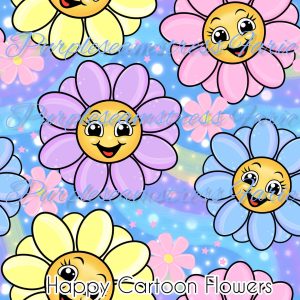 Happy Cartoon Flowers - Fabric