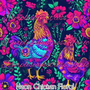 Neon Chicken Floral - Fabric
