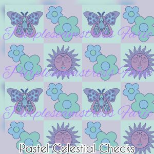 Pastel Celestial Checks - Fabric