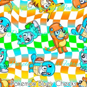 Pokemon Bluey Checks - Fabric