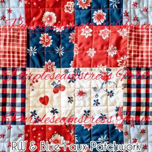 RW & Blue Faux Patchwork - Fabric