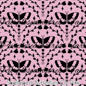 Scalloped Butterflies on Pink - Fabric