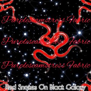 Red Snakes on Black Galaxy - Fabric