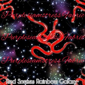 Red Snakes on Rainbow Galaxy - Fabric