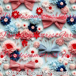 Striped Bows & Flowers - Fabric