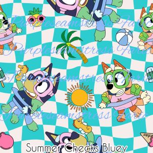 Summer Checks Bluey - Fabric