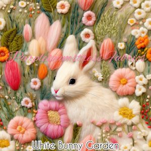 White Bunny Garden - Fabric