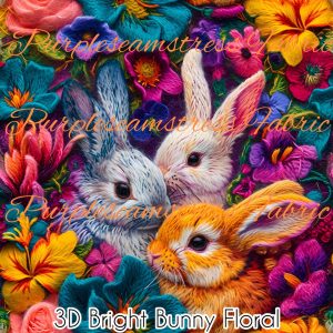 3D Bright Bunny Floral - Fabric